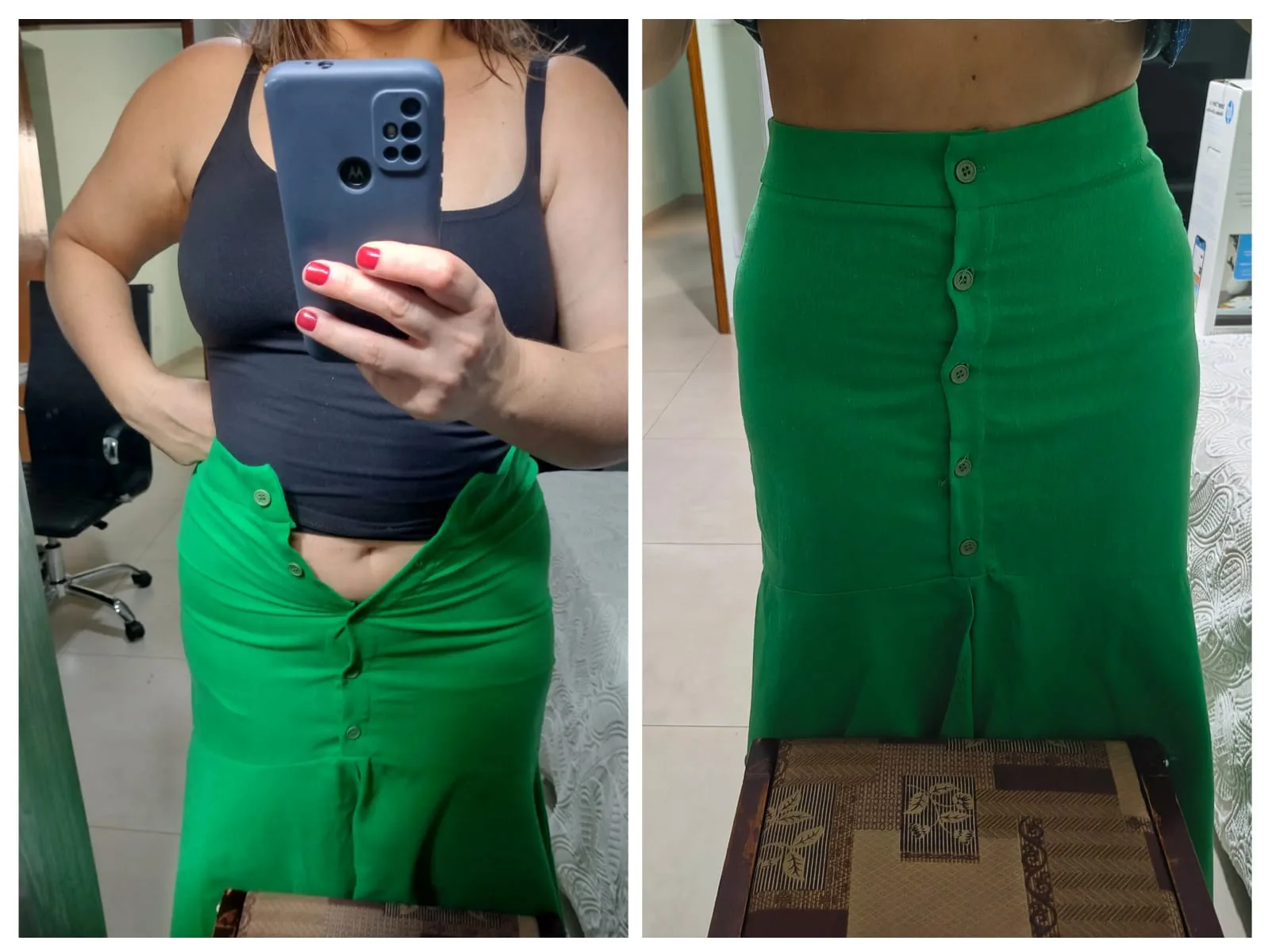 Antes e depois: saia que não fechava agora cabe com folga